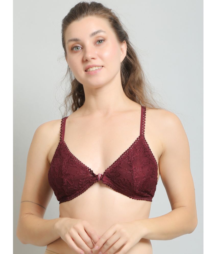     			N-Gal Lycra Non Padded Women's Bralette Bra ( Wine )