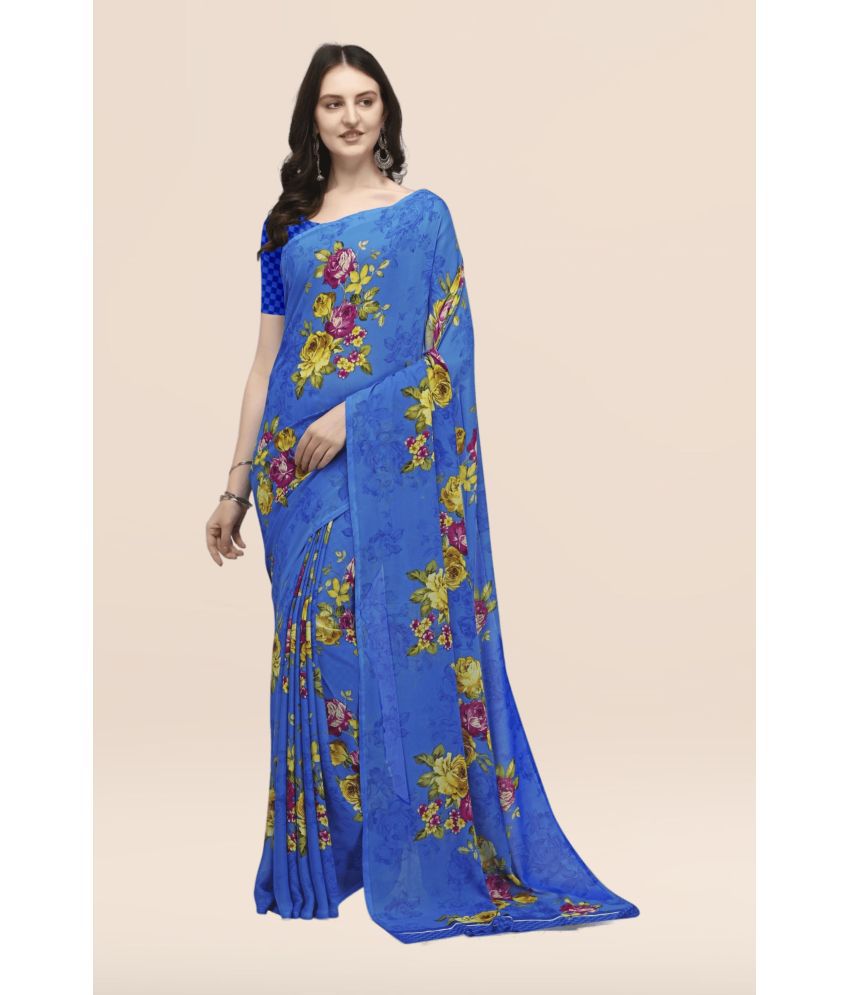    			R K Maniyar - Blue Georgette Saree With Blouse Piece ( Pack of 1 )