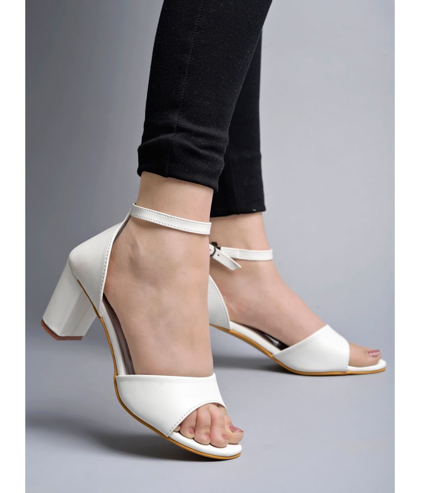     			Shoetopia - White Women's Sandal Heels