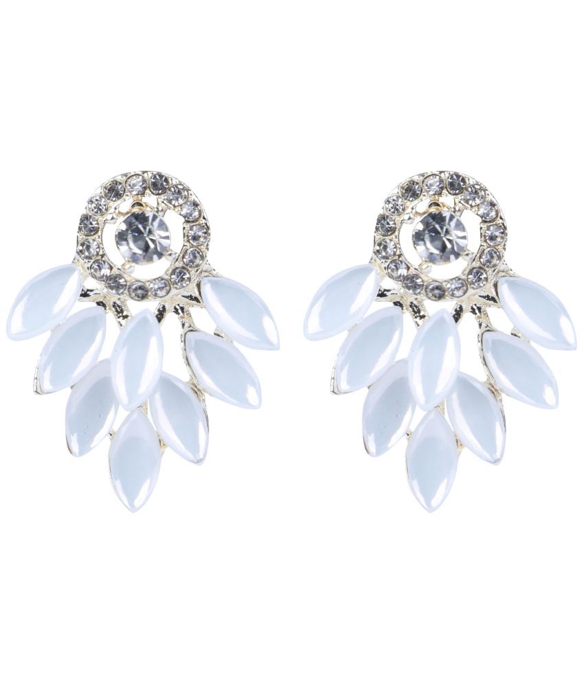     			Sunhari Jewels - White Hoops Earrings ( Pack of 1 )