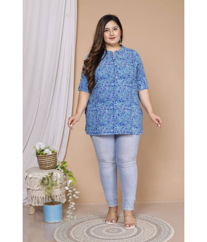     			Swasti - Blue Cotton Women's Straight Kurti ( Pack of 1 )