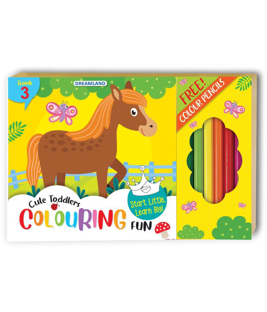     			Cute Toddlers Fun Colouring Book with 6 Colour Pencils | Art and Craft Drawing Book Set for 4+ | Colouring Book for Toddler | Return Gift for Kids | - 128 Pages