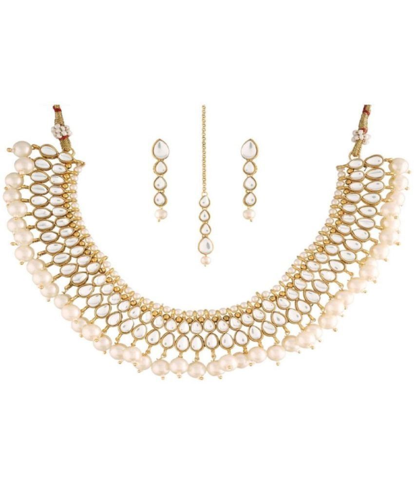     			I Jewels - White Alloy Necklace Set ( Pack of 1 )