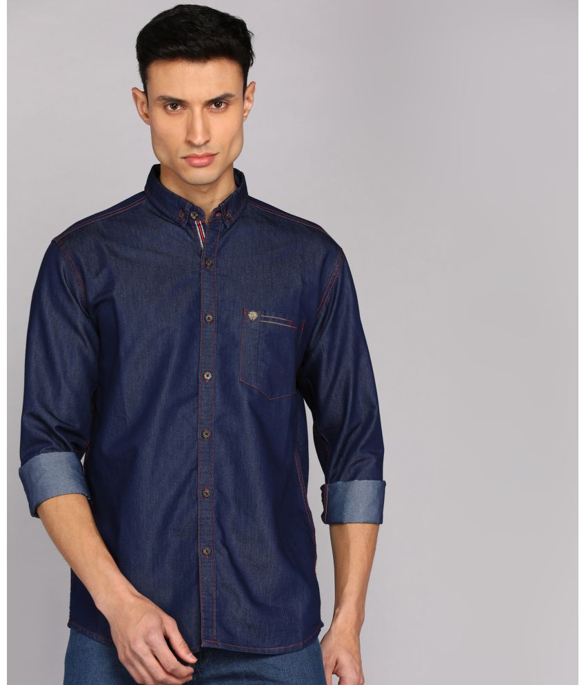     			Kuons Avenue - Indigo Cotton Blend Regular Fit Men's Casual Shirt ( Pack of 1 )