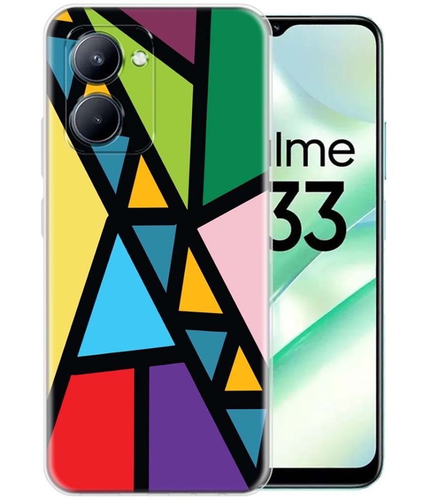     			NBOX - Multicolor Printed Back Cover Silicon Compatible For Realme C33 2023 ( Pack of 1 )