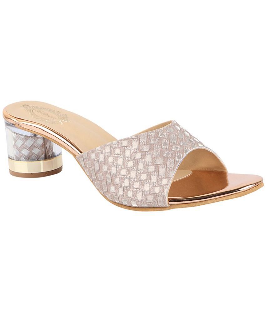     			Shoetopia - Beige Women's Slip On Heels