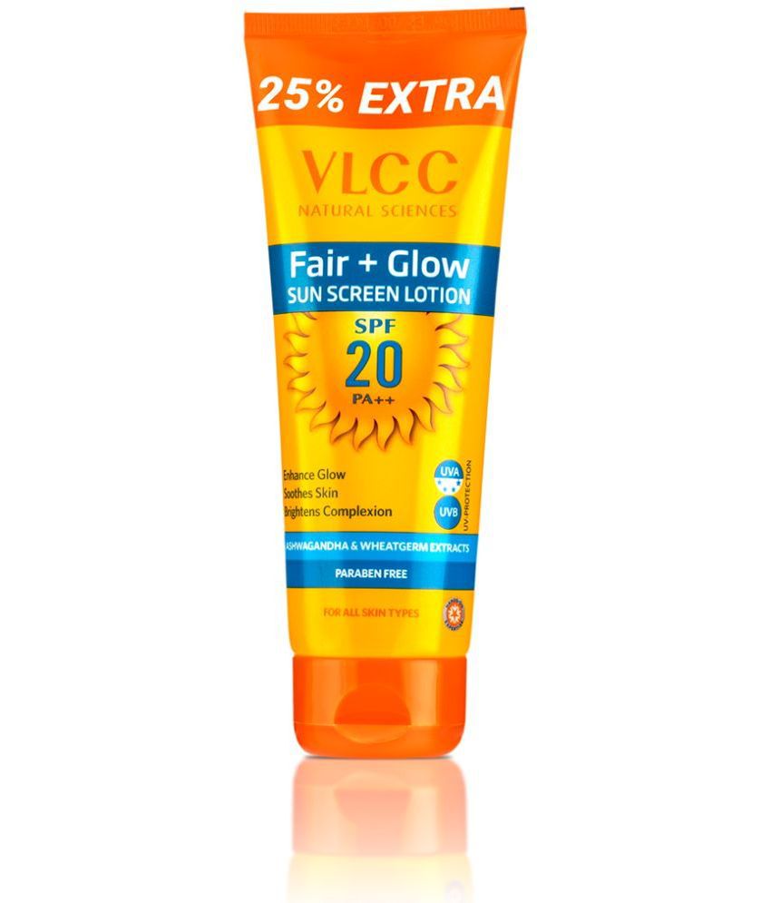     			VLCC Fair+ Glow Sunscreen Lotion SPF 20 PA ++, 100 g with 25 g Extra