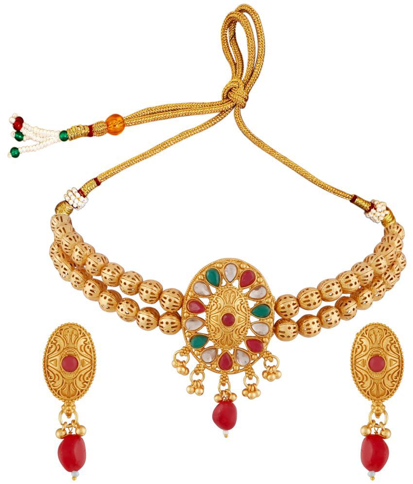     			mansiyaorange - Multi Color Copper Necklace Set ( Pack of 1 )