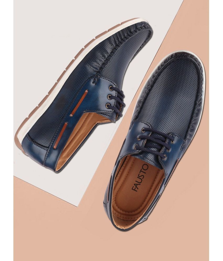     			Fausto - Blue Men's Boat Shoes