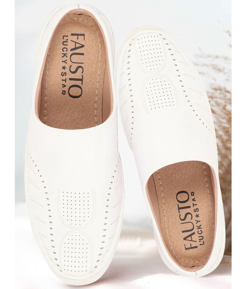     			Fausto - White Men's Slip-on Shoes