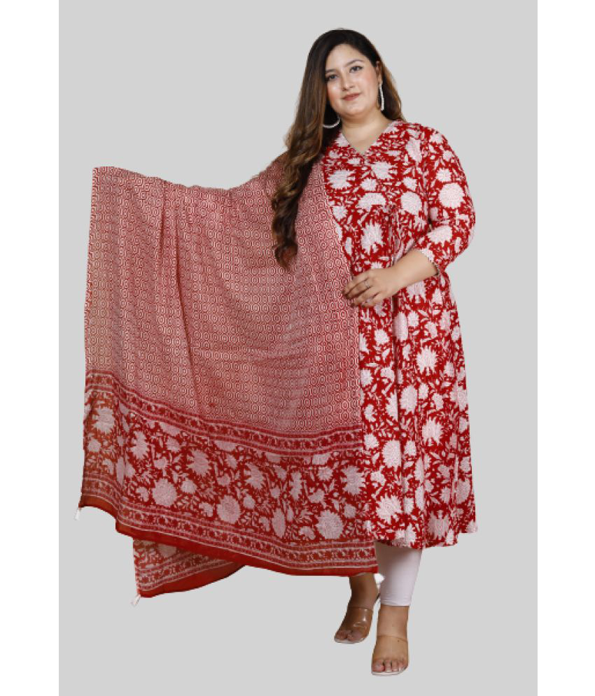     			miravan - Red Cotton Women's Anarkali Kurti ( Pack of 1 )