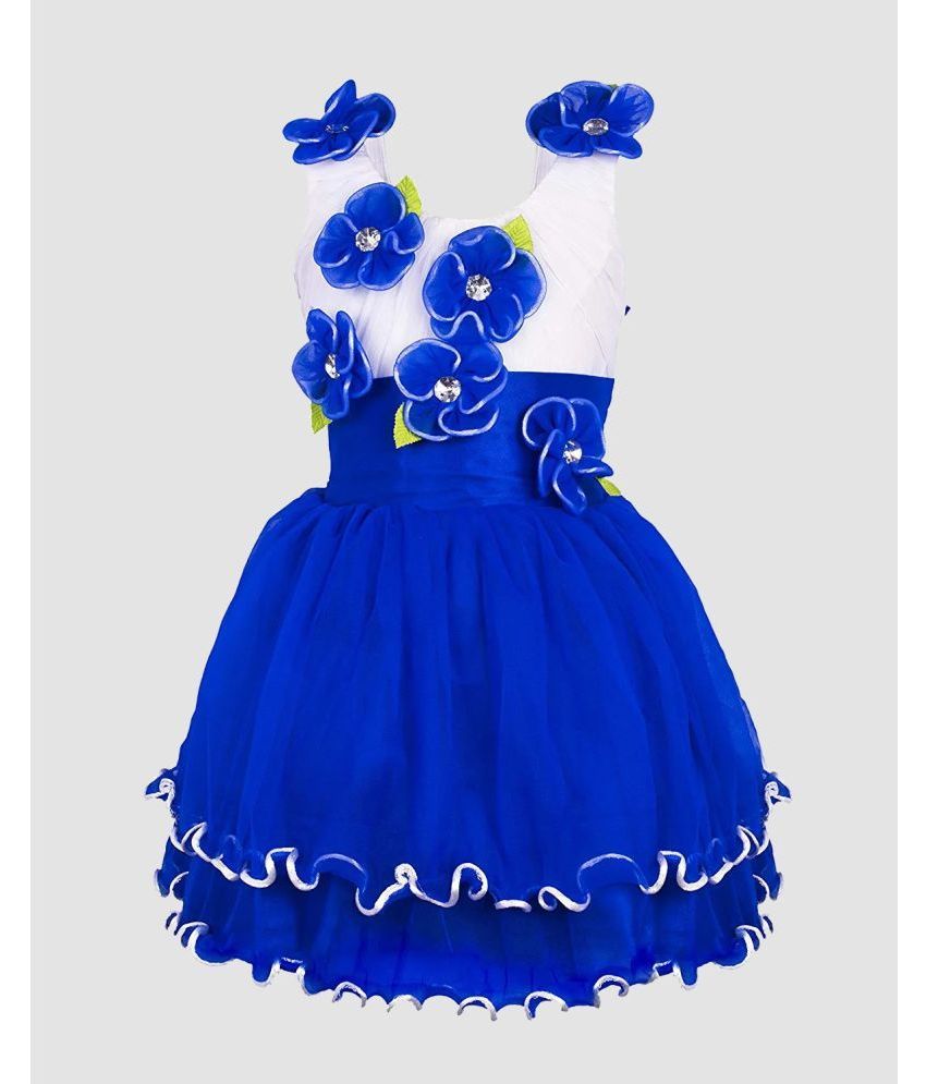     			9stiches - Blue Net Baby Girl Frock ( Pack of 1 )