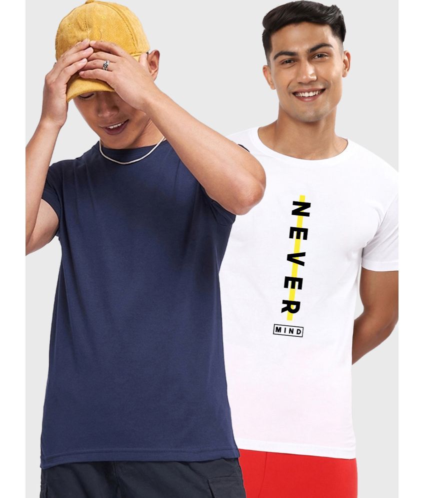     			Bewakoof - Blue Cotton Regular Fit Men's T-Shirt ( Pack of 2 )