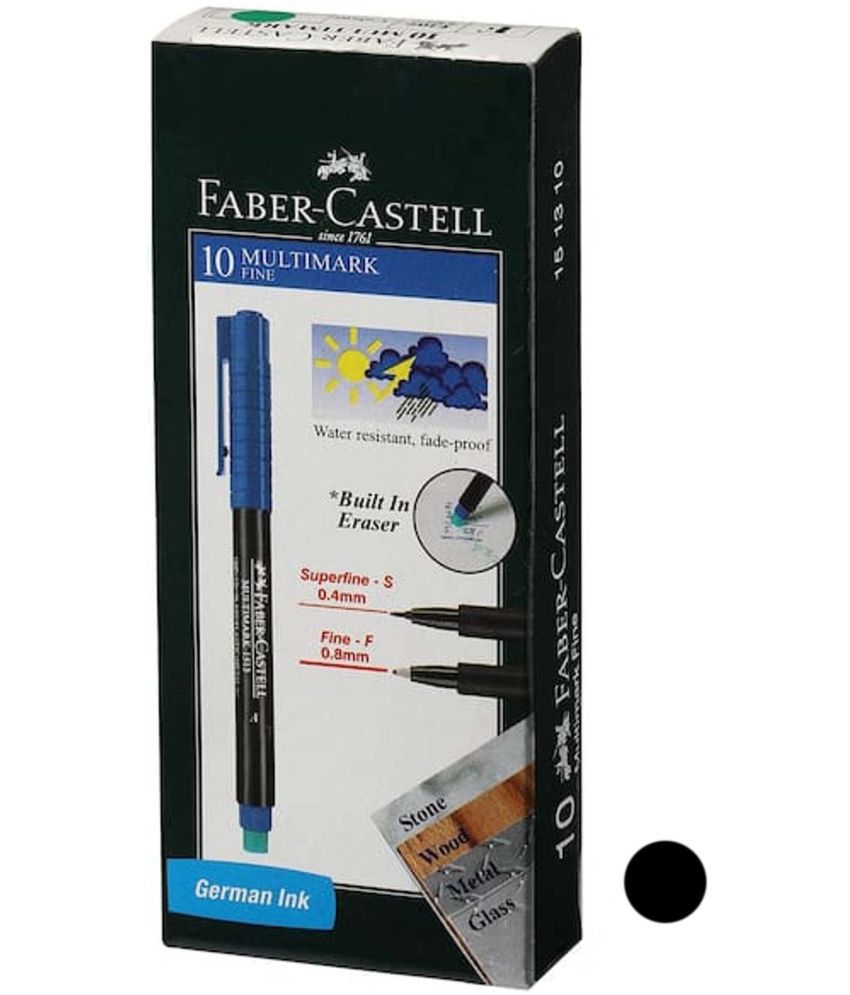     			FABER-CASTELL 10 Multimarker 0.8mm Fine Black Pens Pack (Set of 10, Black)