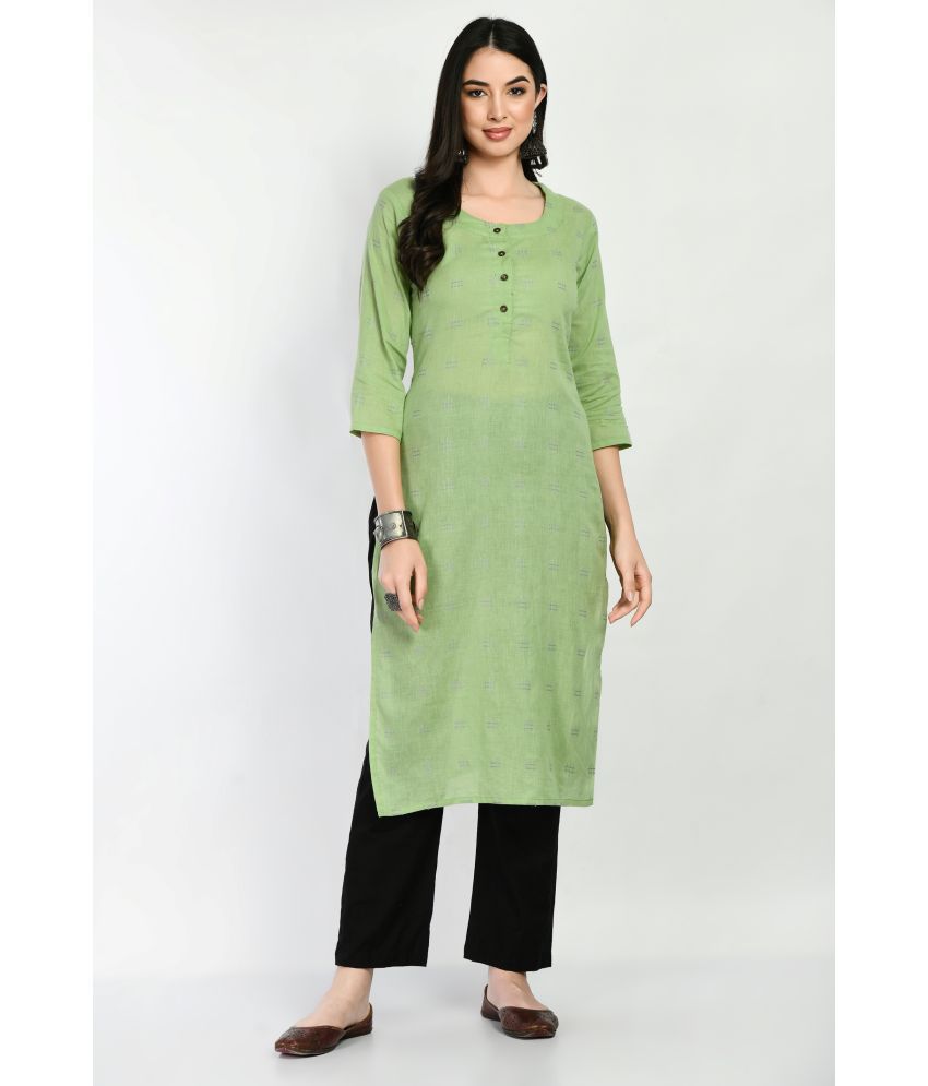     			MAURYA - Green Cotton Blend Women's Straight Kurti ( Pack of 1 )