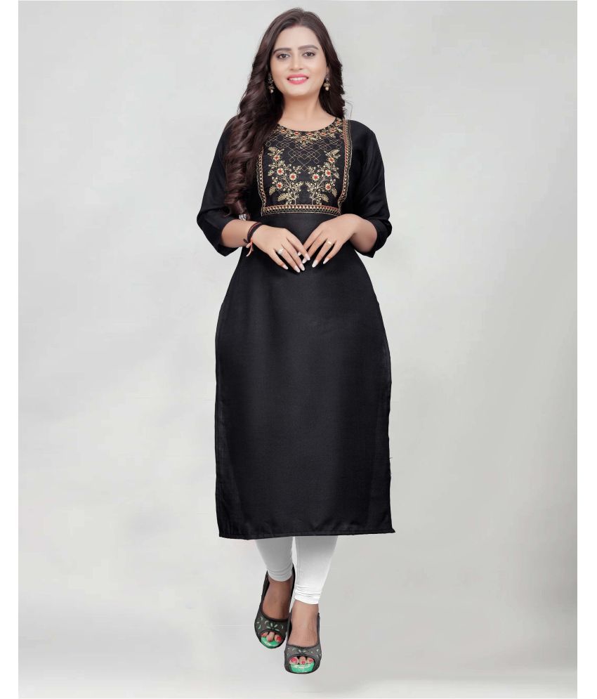     			BROTHERS DEAL - Black Cotton Blend Women's Straight Kurti ( Pack of 1 )