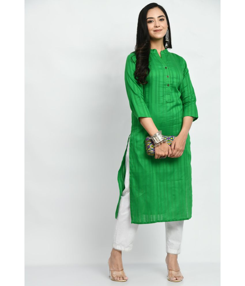     			MAURYA - Green Cotton Blend Women's Straight Kurti ( Pack of 1 )