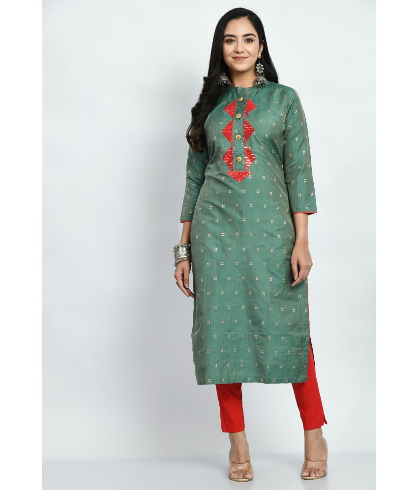     			MAURYA Satin Solid Straight Women's Kurti - Green ( Pack of 1 )