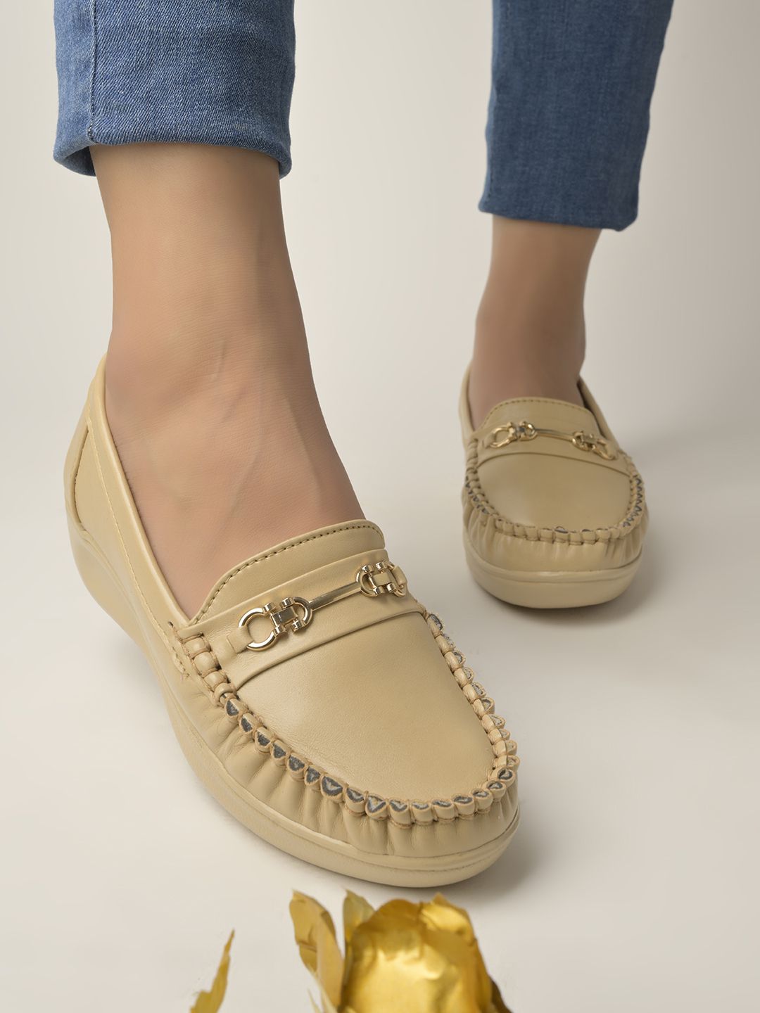     			Shoetopia - Beige Women's Loafers
