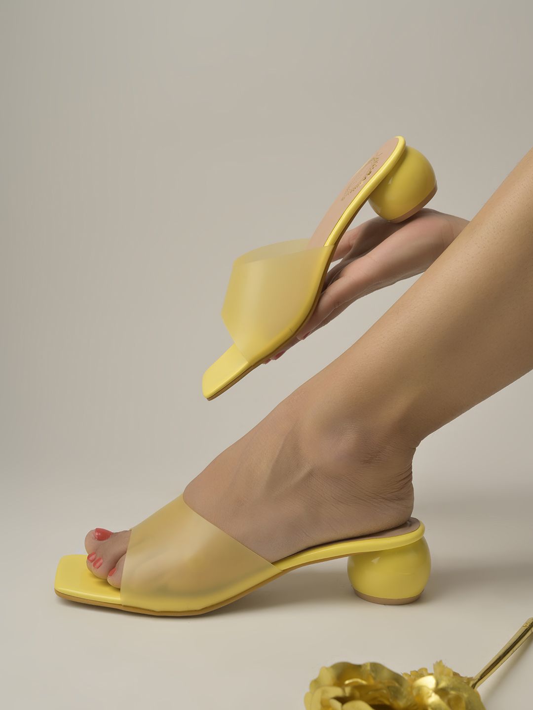     			Shoetopia - Yellow Women's Slip On Heels