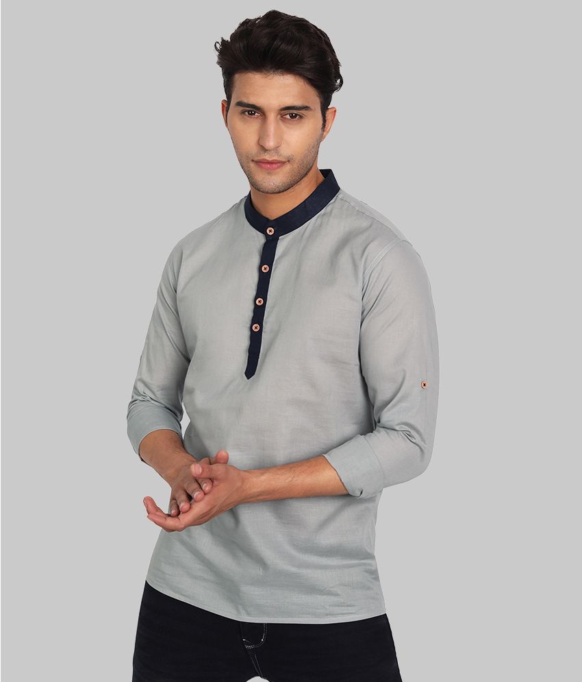     			Vibe - Grey 100% Cotton Slim Fit Men's Casual Shirt ( Pack of 1 )