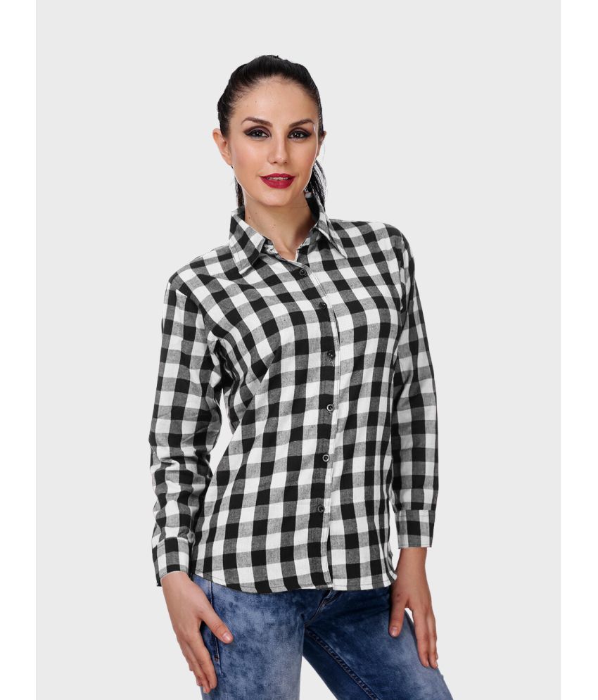     			BuyNewTrend - Black Cotton Women's Shirt Style Top ( Pack of 1 )