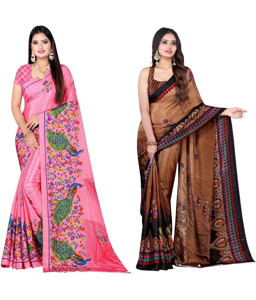     			LEELAVATI - Multicolor Crepe Saree With Blouse Piece ( Pack of 2 )