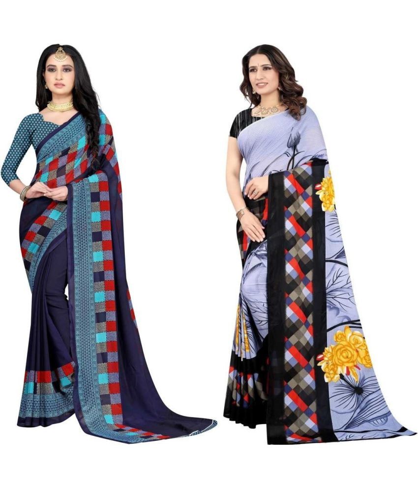     			LEELAVATI - Multicolor Georgette Saree With Blouse Piece ( Pack of 2 )