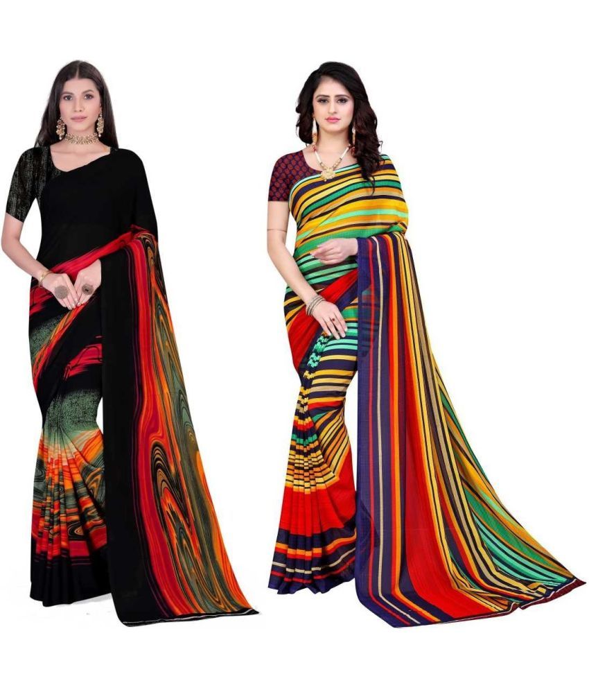     			LEELAVATI - Multicolor Georgette Saree With Blouse Piece ( Pack of 2 )