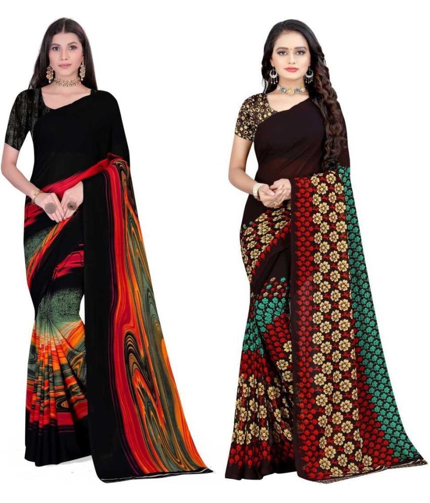     			LEELAVATI - Multicolor Georgette Saree With Blouse Piece ( Pack of 2 )