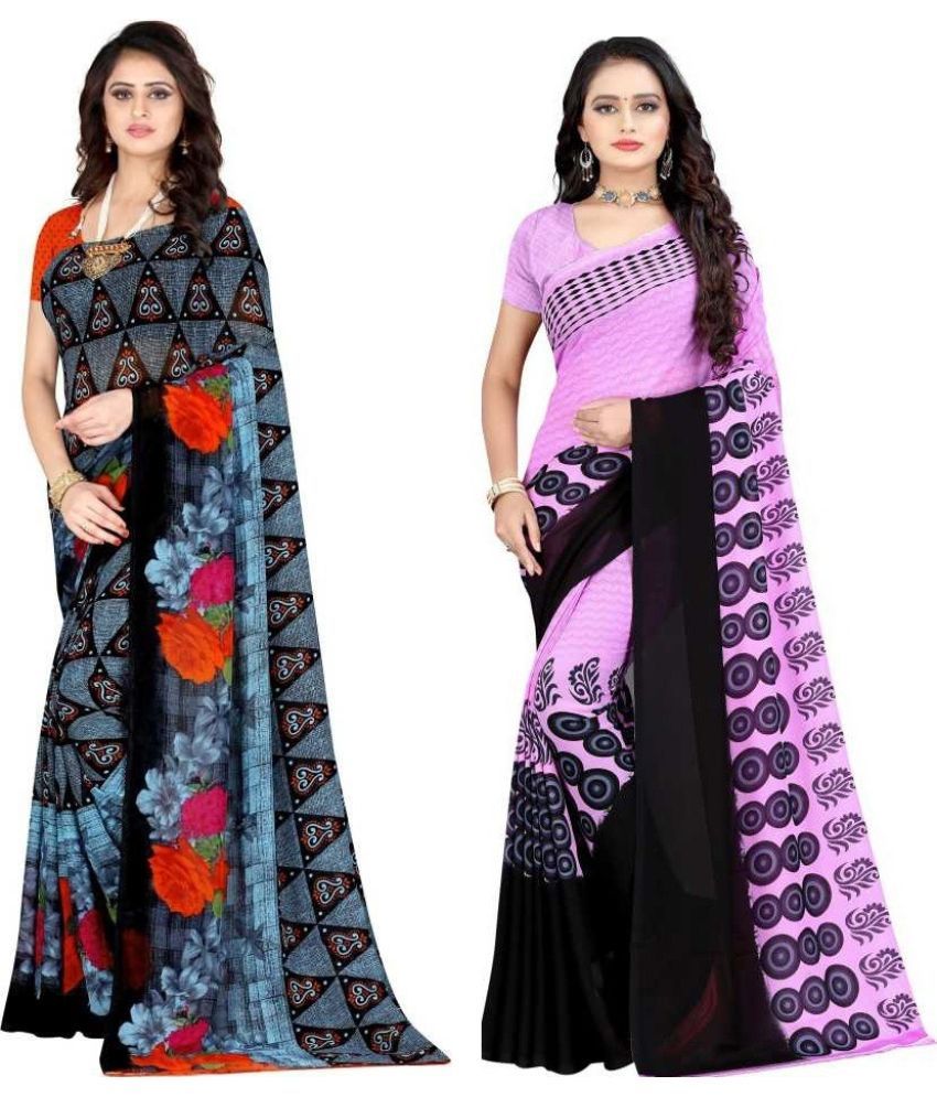     			LEELAVATI - Multicolor Georgette Saree With Blouse Piece ( Pack of 2 )