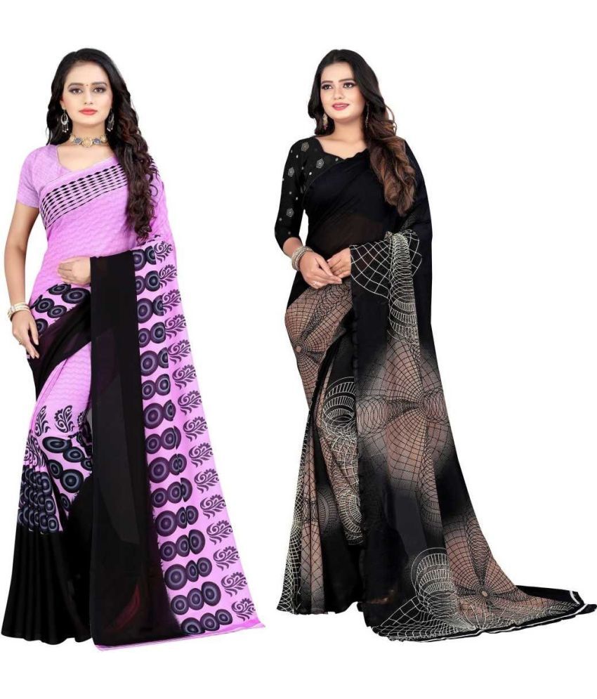     			LEELAVATI - Multicolor Georgette Saree With Blouse Piece ( Pack of 2 )