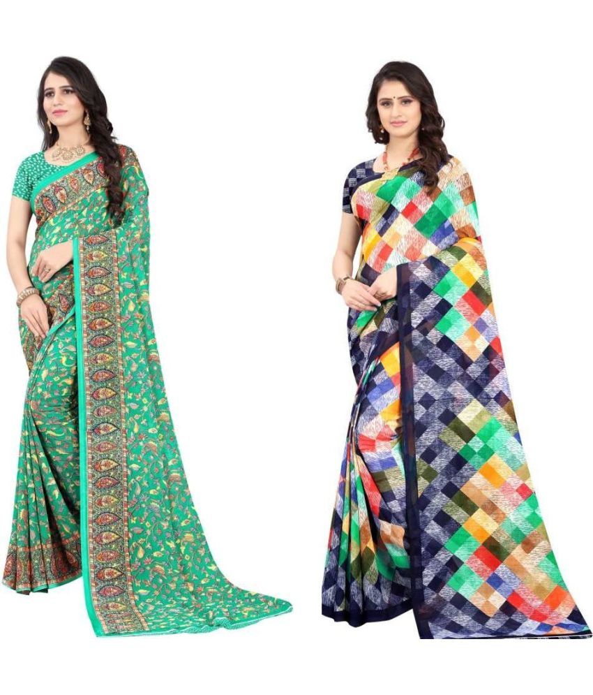     			LEELAVATI - Multicolor Georgette Saree With Blouse Piece ( Pack of 2 )