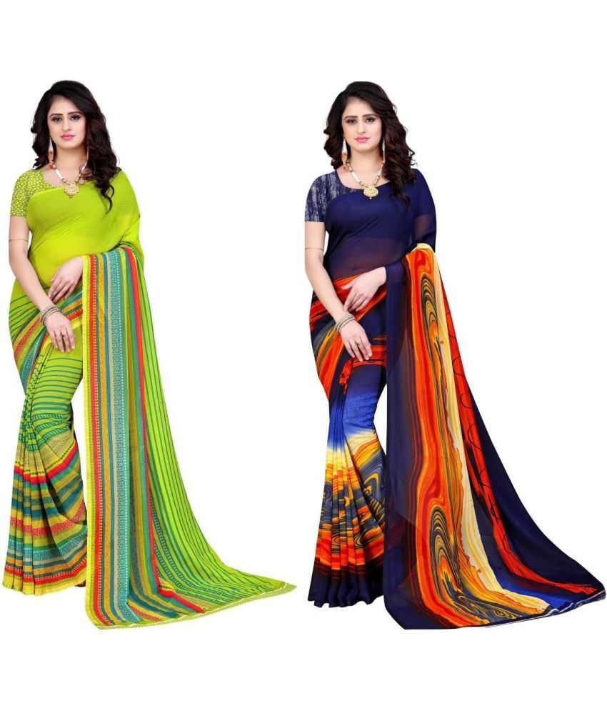     			LEELAVATI - Multicolor Georgette Saree With Blouse Piece ( Pack of 2 )