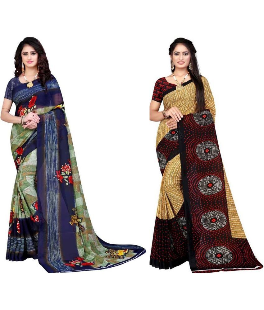     			LEELAVATI - Multicolor Georgette Saree With Blouse Piece ( Pack of 2 )