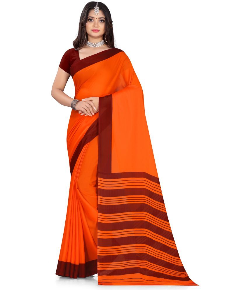     			LEELAVATI - Orange Georgette Saree With Blouse Piece ( Pack of 1 )