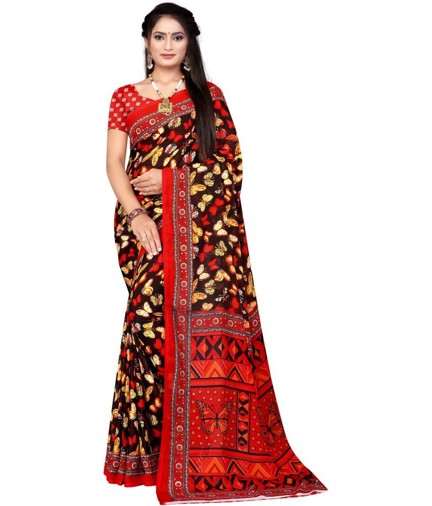     			LEELAVATI - Red Crepe Saree With Blouse Piece ( Pack of 1 )