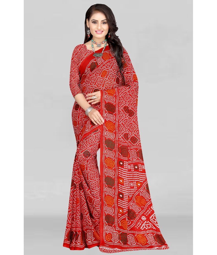     			LEELAVATI - Red Georgette Saree With Blouse Piece ( Pack of 1 )