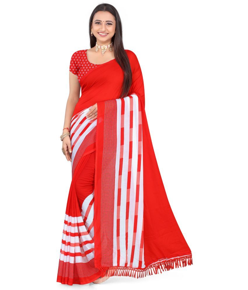     			LEELAVATI - Red Georgette Saree With Blouse Piece ( Pack of 1 )