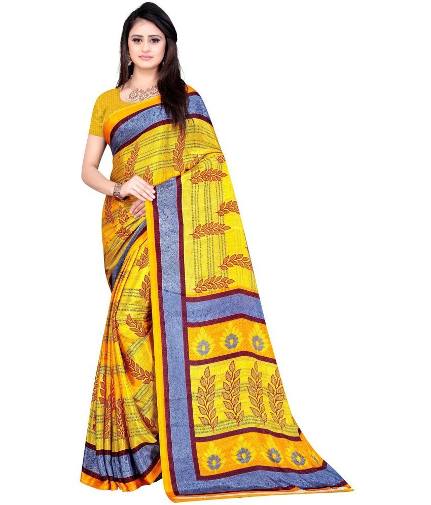     			LEELAVATI - Yellow Crepe Saree With Blouse Piece ( Pack of 1 )