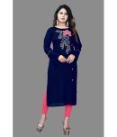 haya fashion - Navy Blue Rayon Women's Straight Kurti ( Pack of 1 )