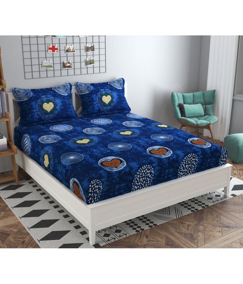     			Apala Microfiber Abstract Double Bedsheet with 2 Pillow Covers - Blue