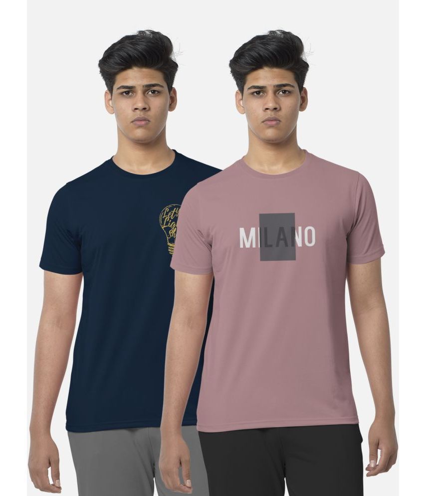     			BULLMER - Multicolor Cotton Blend Regular Fit Men's T-Shirt ( Pack of 2 )