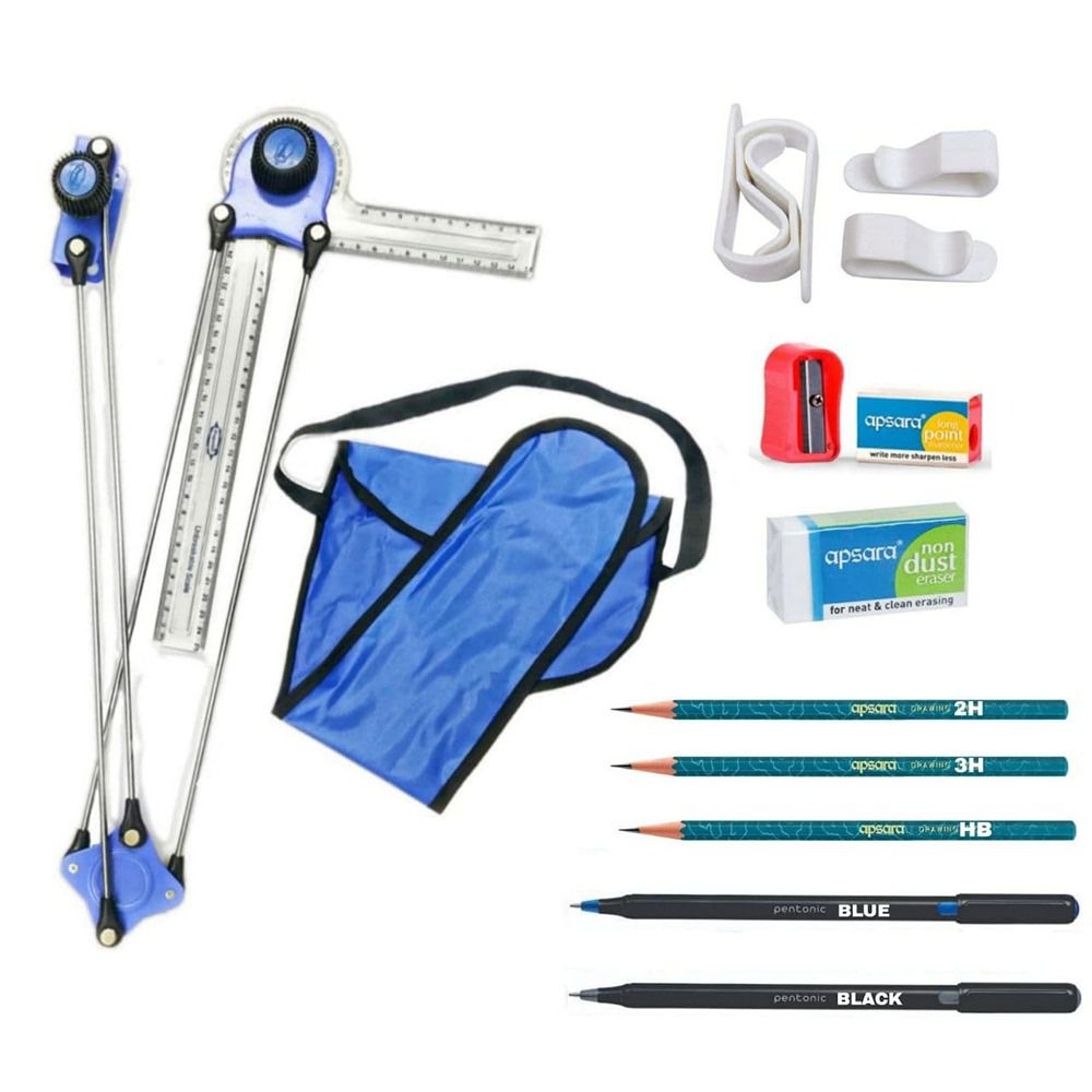     			Dushala Mini drafter, drawing board clips, pencils, pens for Engineering drawing