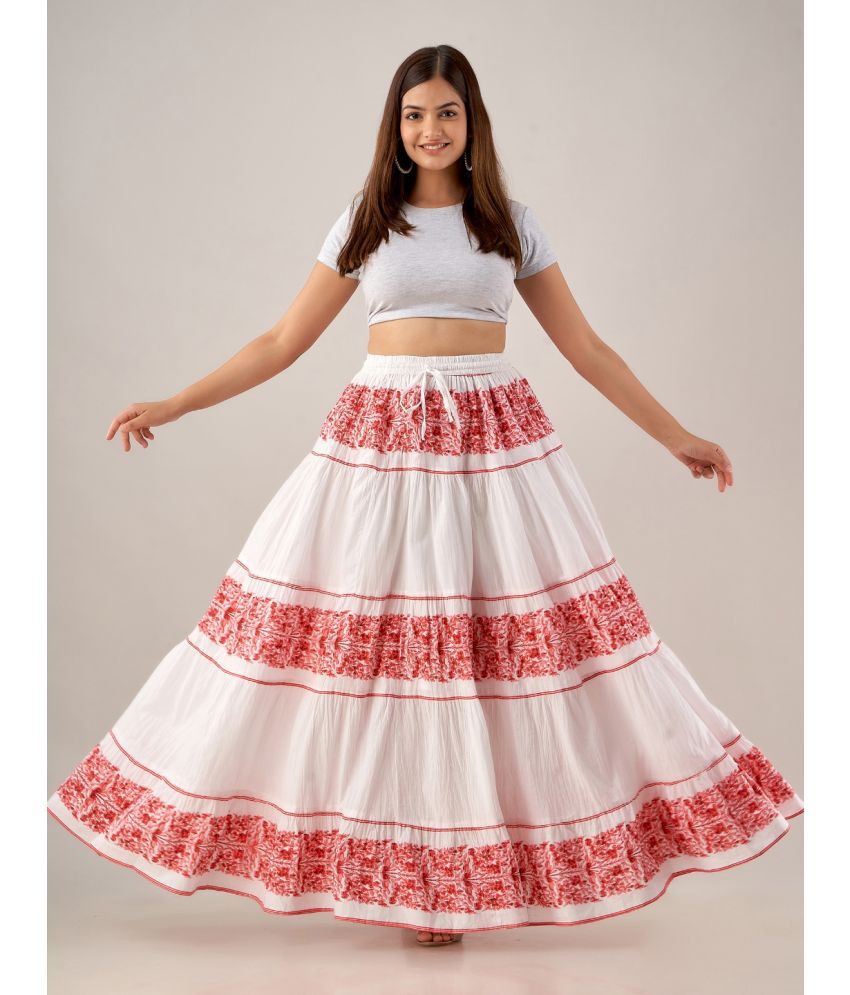     			FABRR - White Cotton Women's Flared Skirt ( Pack of 1 )