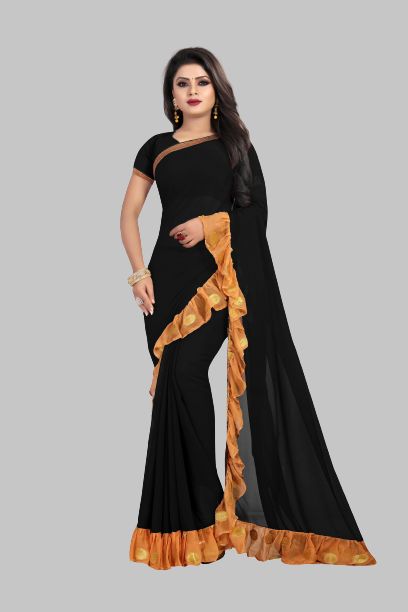     			Fashionday - Black Georgette Saree With Blouse Piece ( Pack of 1 )