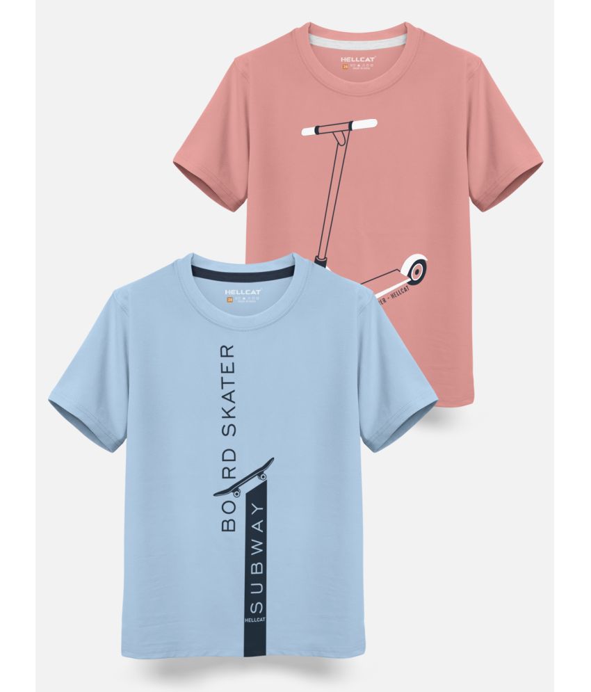     			HELLCAT - Pink Cotton Blend Boy's T-Shirt ( Pack of 2 )