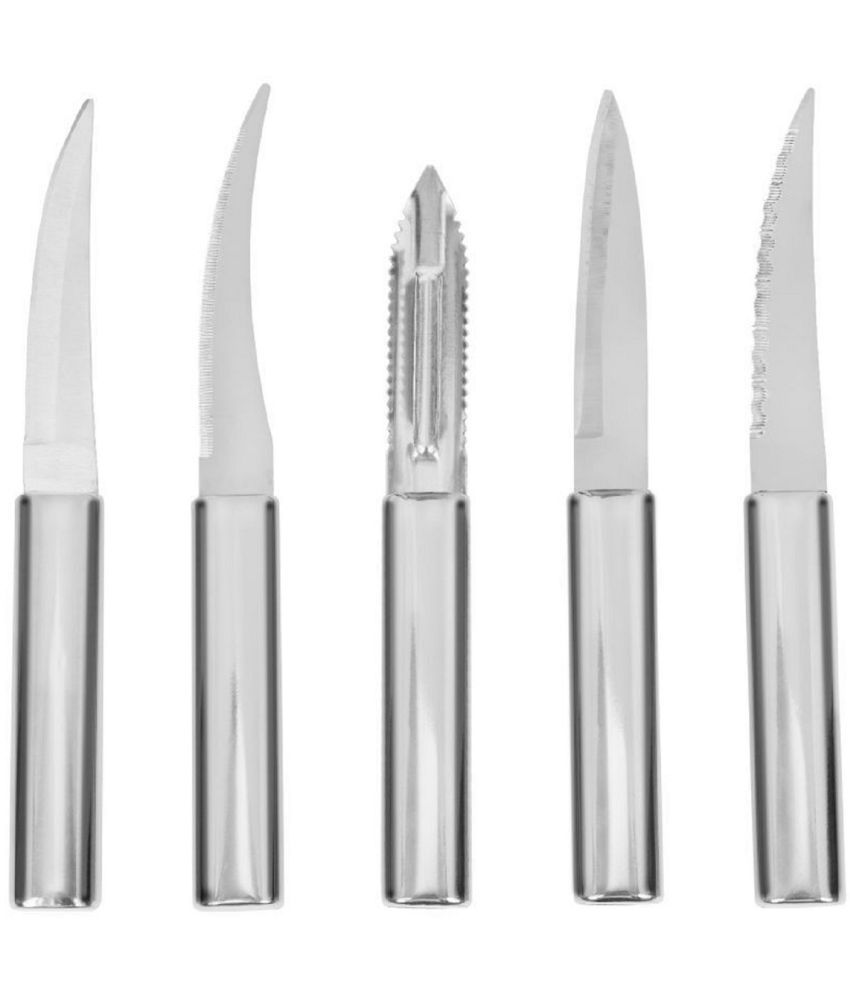     			HOMETALES - Silver Stainless Steel Knife Set Blade Length 12 cm ( Pack of 5 )