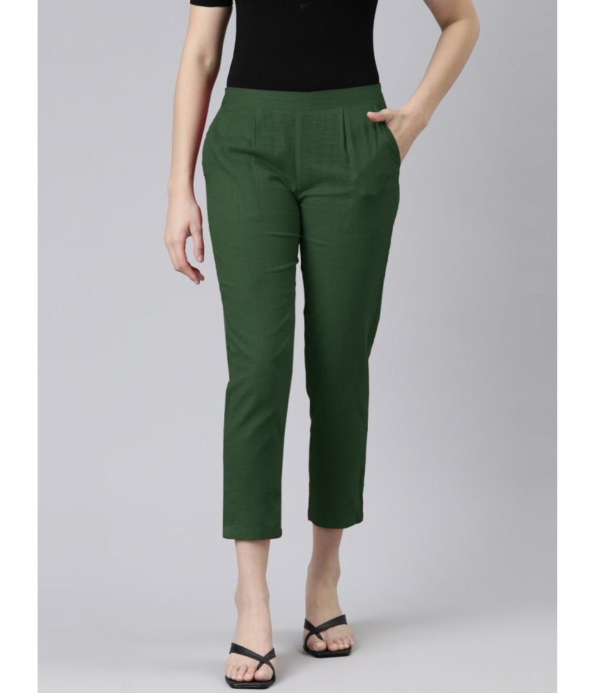     			JAIPUR VASTRA - Green Cotton Blend Regular Women's Casual Pants ( Pack of 1 )