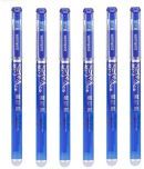 2381 YESKART - 6 PC Blue Ink Erasable Gel Pen Set with attached Magic Wipe Eraser( PACK OF 6Pcs)